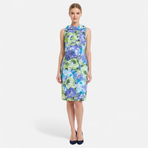 Sara Campbell Blue Green Floral Sleeveless Dress - 6